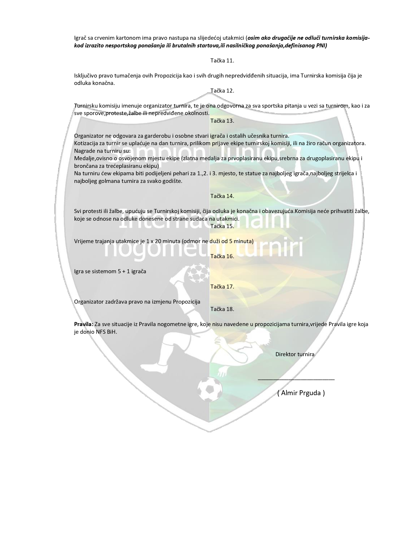 Šampion Junior - Propozicije 2019